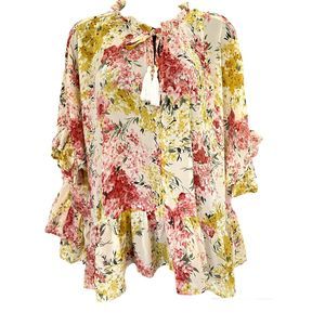 Umgee lightweight Dolman Sleeve Floral Top Sz L